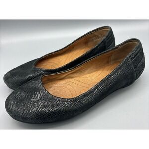 Indigo by Clarks Womens Size 8 Shoes Black Leather Ballet Flats‎ Career Casual